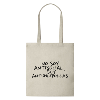 Tote Bag Multiusos con Asas largas Personalizada con Texto "NO SOY ANTISOCIAL"