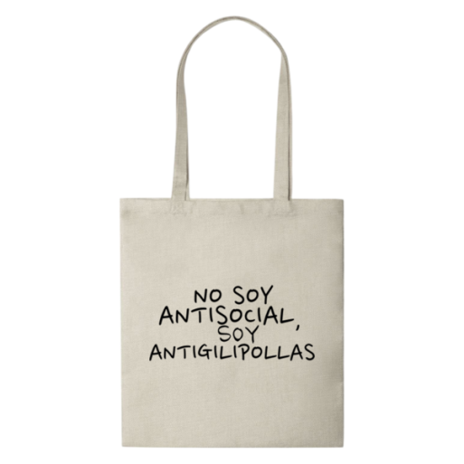 Tote Bag Multiusos con Asas largas Personalizada con Texto "NO SOY ANTISOCIAL"