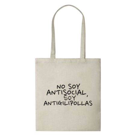 Tote Bag Multiusos con Asas largas Personalizada con Texto "NO SOY ANTISOCIAL"