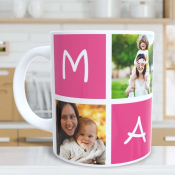 Taza de Cerámica Personalizada "MAMÁ" con Fotos