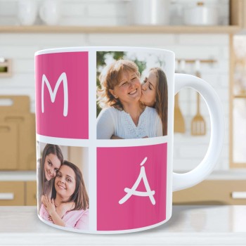 Taza de Cerámica Personalizada "MAMÁ" con Fotos