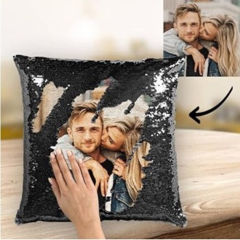 Cojín de Lentejuelas Reversibles de 40x40 con Relleno Personalizado con Foto