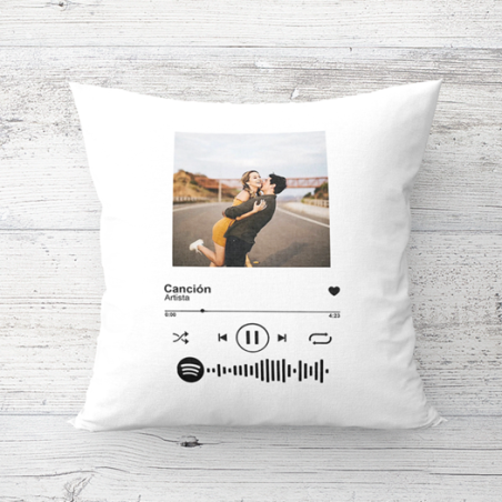 Cojín de 40x40 con Relleno "Spotify" con Foto y Texto