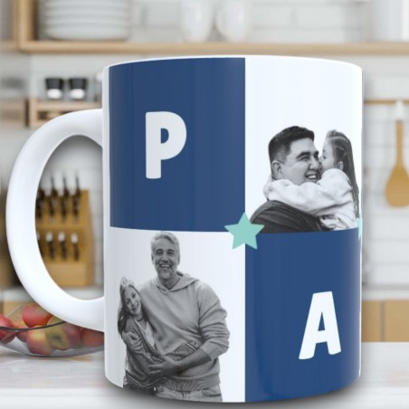 Taza de Cerámica Personalizada "PAPÁ" con Fotos