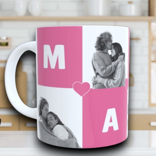 Taza de Cerámica Personalizada "MAMÁ" con Fotos