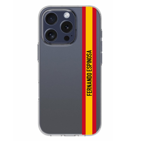 Funda de Gel Personalizada "Bandera España" Vertical con Nombre