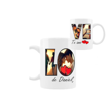 Taza de Cerámica Personalizada "LOVE" con 4 Fotos