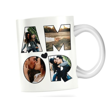 Taza de Cerámica Personalizada "AMOR" con 4 Fotos