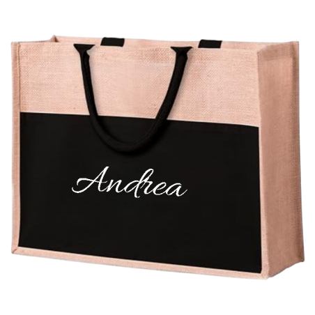 Bolsa Yute Negra Personalizada con Nombre