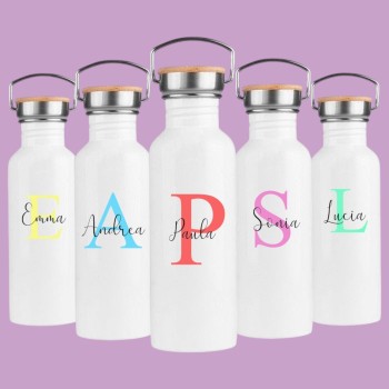 Botella Lechera Inoxidable 750 ml Personalizada con Inicial y Nombre