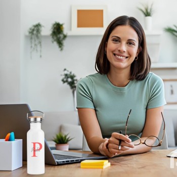 Botella Lechera Inoxidable 750 ml Personalizada con Inicial y Nombre