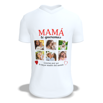 Camiseta Personalizada con Fotos "Mamá Te Queremos"