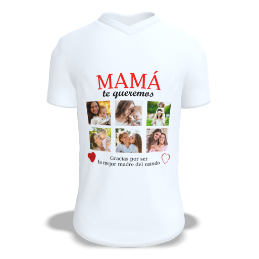 Camiseta Personalizada con Fotos "Mamá Te Queremos"