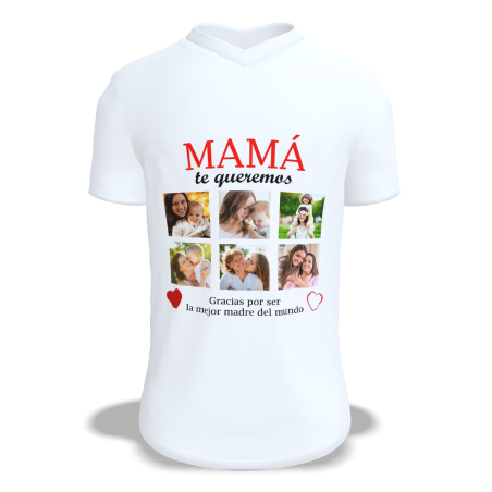 Camiseta Personalizada con Fotos "Mamá Te Queremos"