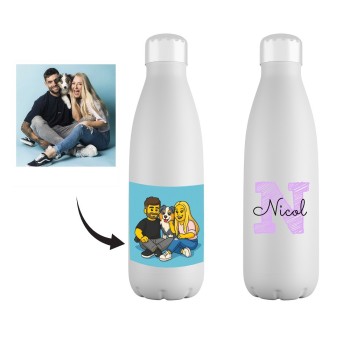 Botella Acero Inoxidable 700ml Personalizada con Foto Animada y Nombre