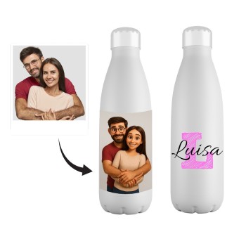 Botella Acero Inoxidable 700ml Personalizada con Foto Animada y Nombre