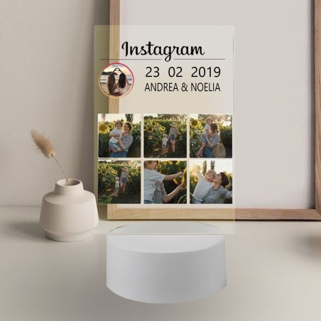 Lámpara con Base LED Personalizada "PERFIL INSTAGRAM"