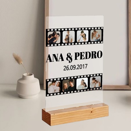 Lámina de Metacrilato con Base de Madera Personalizada Carrete