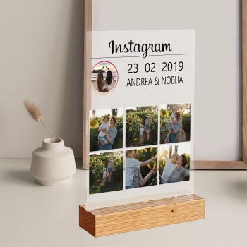 Lámina de Metacrilato con Base de Madera Personalizada "PERFIL INSTAGRAM"