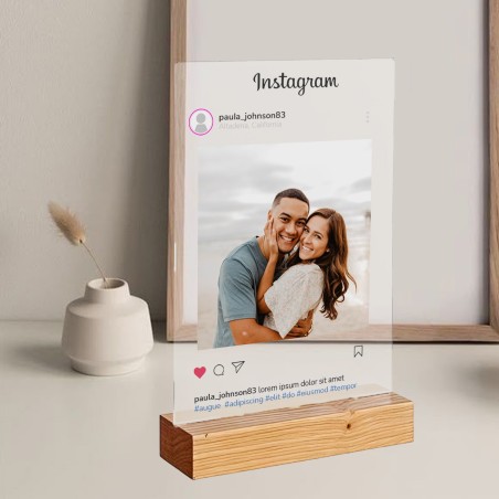 Lámina de Metacrilato con Base de Madera Personalizada "POST INSTAGRAM"