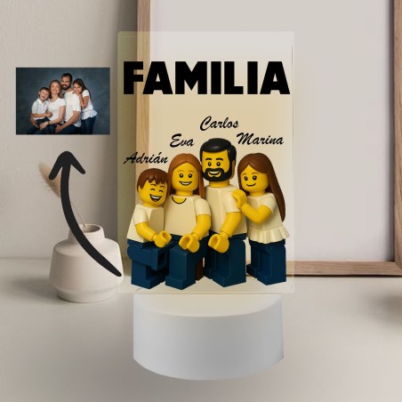 Lámpara con Base LED Personalizada "Familia Lego"