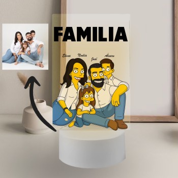 Lámpara con Base LED Personalizada "Familia Simpson"