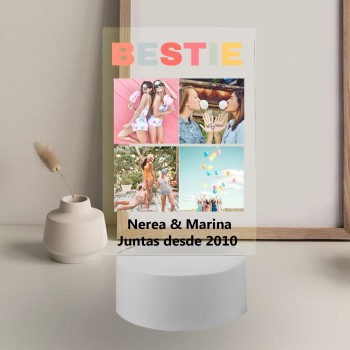 Lámpara con Base LED Personalizada "Bestie" con Foto