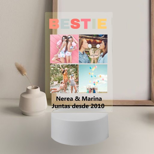 Lámpara con Base LED Personalizada "Bestie" con Foto