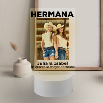 Lámpara con Base LED Personalizada "HERMANA" con Foto