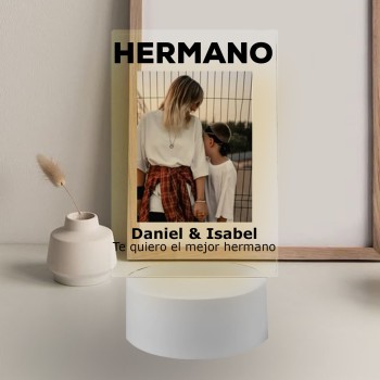 Lámpara con Base LED Personalizada "HERMANO" con Foto