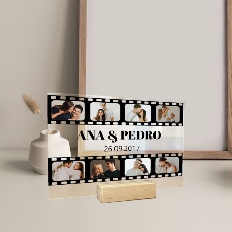 Lámina de Metacrilato con Base de Madera Personalizada Carrete en Horizontal