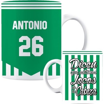 Taza de Cerámica Personalizada del Betis con Nombre y Número