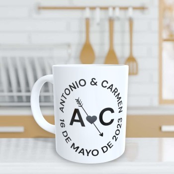 Taza de Cerámica conmemoratoria de Boda Personalizada con Texto