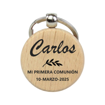 Llavero de Madera Personalizado con Nombre para Comunión