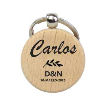 Llavero de Madera Personalizado con Nombre para Bodas