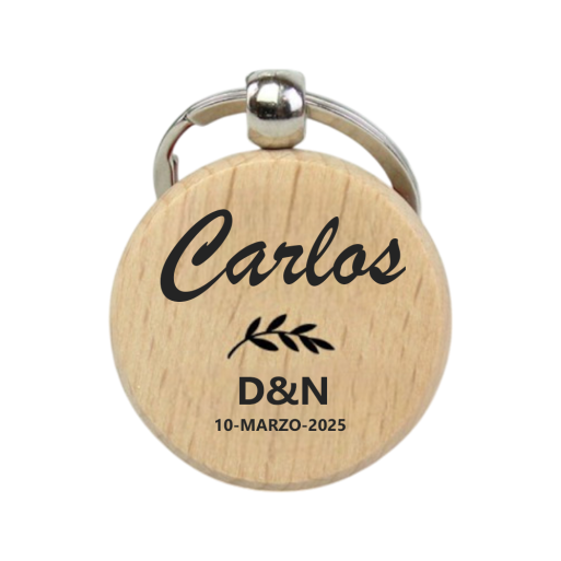 Llavero de Madera Personalizado con Nombre para Bodas