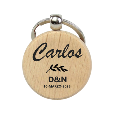 Llavero de Madera Personalizado con Nombre para Bodas