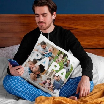 Cojín de 40x40 con Relleno Personalizado "PAPA" con Fotos