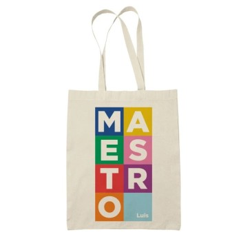 Tote Bag Multiusos con Asas Largas Personalizado "MAESTRO/A"