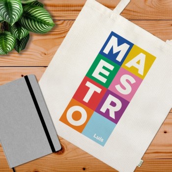 Tote Bag Multiusos con Asas Largas Personalizado "MAESTRO/A"