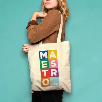 Tote Bag Multiusos con Asas Largas Personalizado "MAESTRO/A"
