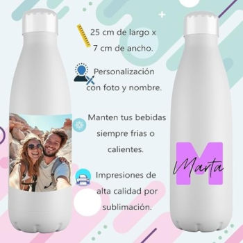 Botella de Acero Inoxidable 700ml Personalizada con Foto y Nombre