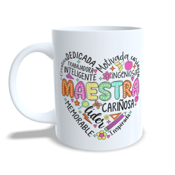 Taza de Cerámica  "Maestra." Personalizable con Bombre e Inicial