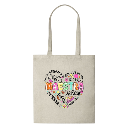 Tote Bag Multiusos "Maestra" Personalizada con Nombre e Iniciales