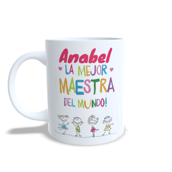 Taza de Cerámica "La mejor Maestra" Personalizada  con nombre
