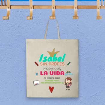Tote Bag Multiusos "SIN PROFES COMO TU..." Personalizada con Foto y Nombre