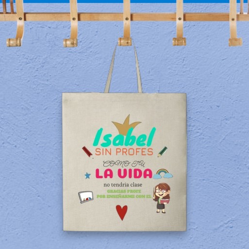 Tote Bag Multiusos "SIN PROFES COMO TU..." Personalizada con Foto y Nombre