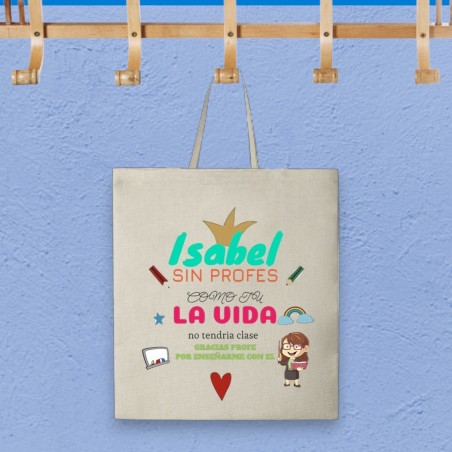 Tote Bag Multiusos "SIN PROFES COMO TU..." Personalizada con Foto y Nombre
