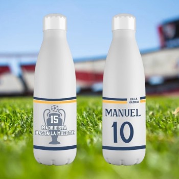 Botella de Acero Inoxidable 700ml Personalizada del Madrid con Nombre y Número