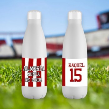 Botella Acero Inoxidable 700ml Personalizada del Almería con Nombre y Número